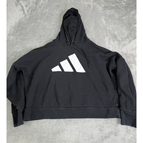 adidas Tops - Adidas Essentials Big Logo Cropped Hoodie Women's Size Medium Black